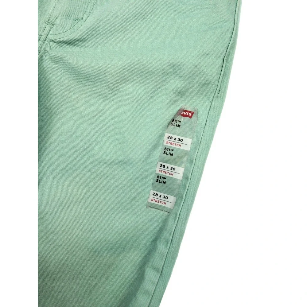 Levi's 511 Slim Tapered Fit Mint Green Wash‎ Denim Jeans Men's Size 28x30 NWT